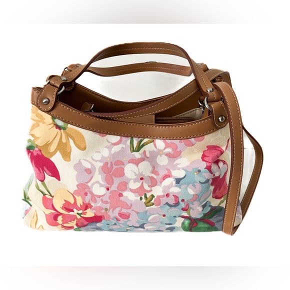 Relic Handbags - Relic Canvas Floral Bag With Leather Trim Removable Crossbody Strap